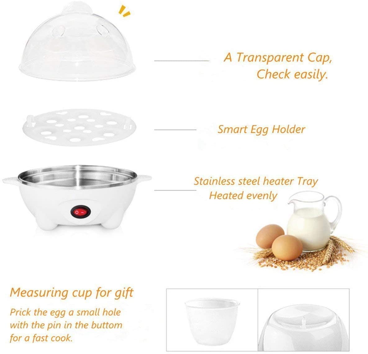 J-JATI Egg Boiler with measuring cup, 7 cup capacity
