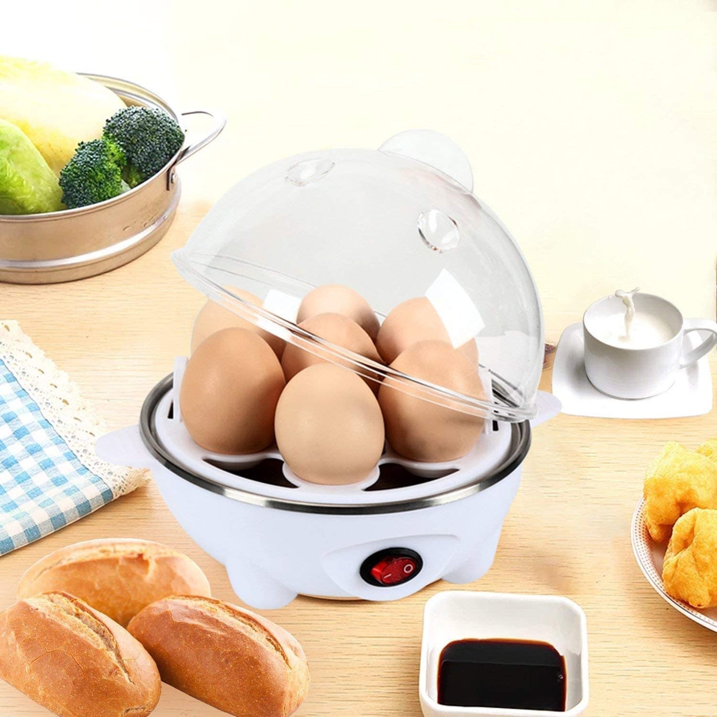 J-JATI Egg Boiler with measuring cup, 7 cup capacity